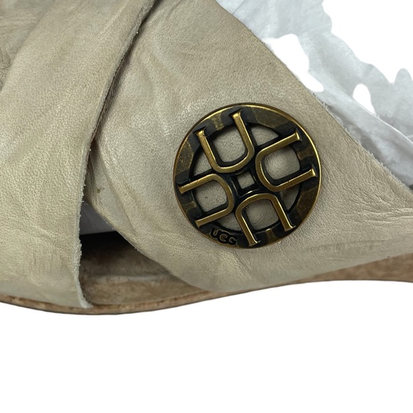 UGG LYRA LEATHER CORK WEDGE SANDALS - Picture 4 of 8